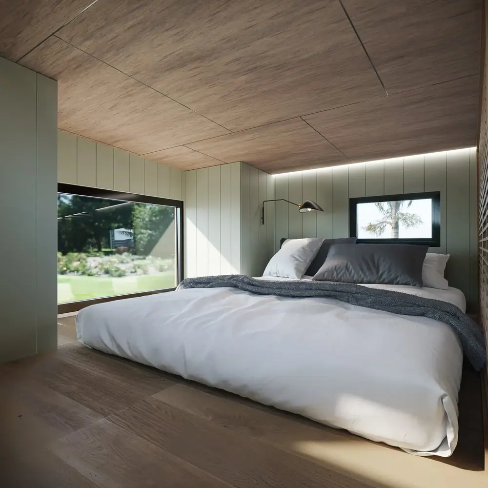 Casa Grande bed by a garden window