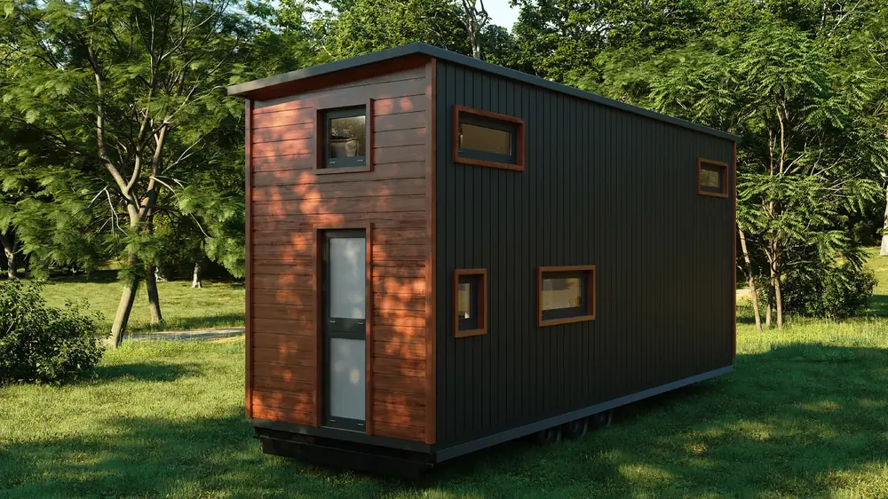 Patara RV end elevation in cedar-toned timber